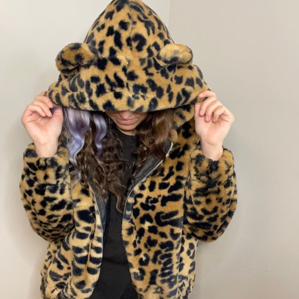 Wild Fable Teddy Bear Hood with Ears Jacket Faux Fur